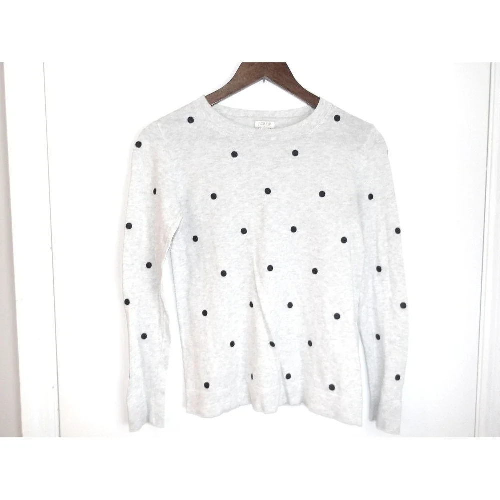 J.Crew Polka Dot Sweater Crewneck Long Sleeve Casual Gray‎ Size XS /#5279